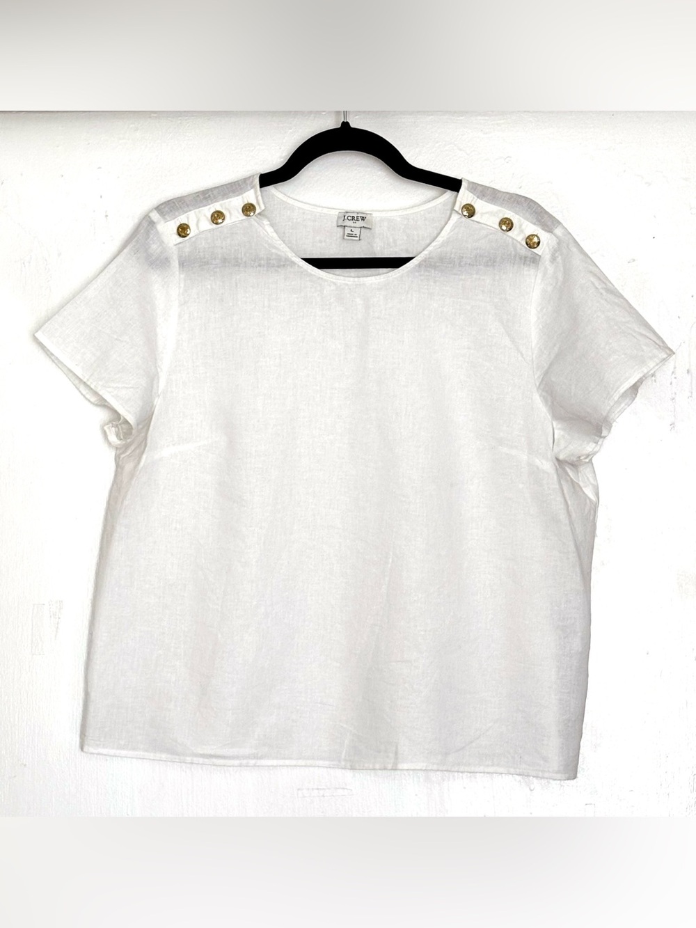 J.Crew Linen-Blend Button-Shoulder Shirt White Size Large